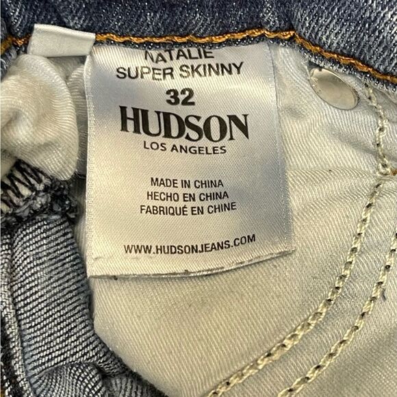 Hudson Natalie Super Skinny Jeans Size 32 Distressed Ankle Stretch Worn In - Picture 6 of 7